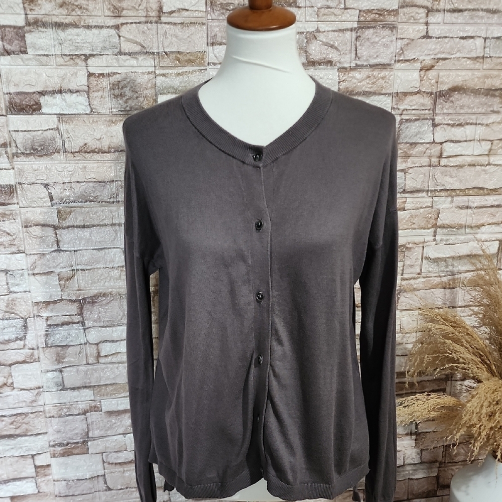 Armani Exchange Dark Gray Button-Up Cardigan